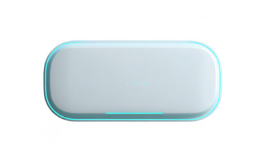 Light-gray, oval-shaped charging case with teal accents
