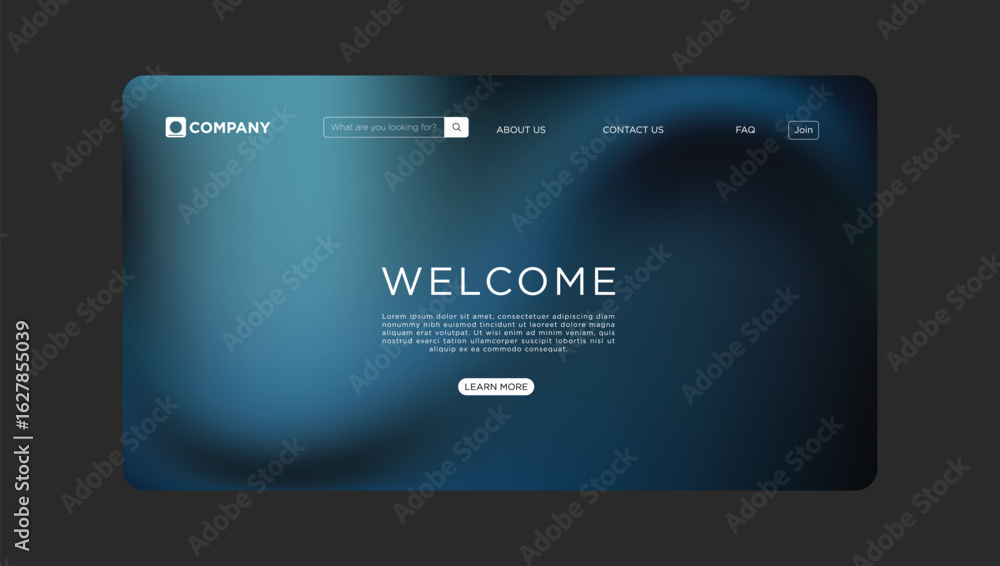Poster modern website homepage template with clean design and welcoming message for business or startup