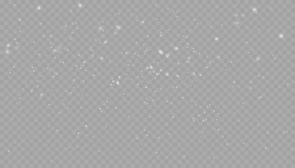 Realistic falling snow with snowflakes and clouds. Snowfall, snowflakes in different shapes and forms. Many white cold flake PNG elements