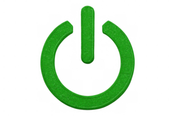 Green power symbol glowing on clear backdrop, signaling environmental innovation and clean energy solutions