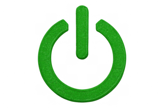 Green power symbol glowing on clear backdrop, signaling environmental innovation and clean energy solutions