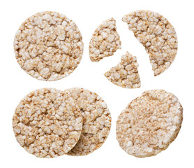 Set of rice cakes on a white background. Isolated