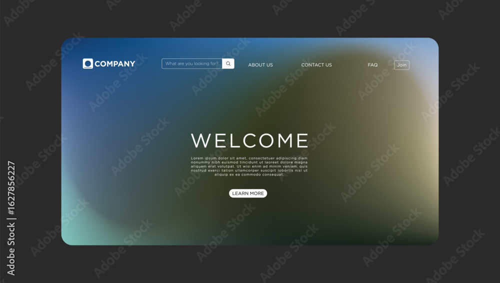 Poster modern website landing page design with smooth color gradients and sleek company branding elements