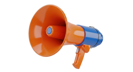 Orange and blue megaphone isolated on transparent background