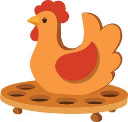 Wooden Hen Egg Holder for Rustic Kitchen Decor.Egg holder with wooden hen design
