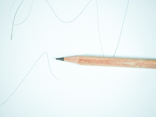 Pencil drawing on white paper, creative concept for design, art, and business ideas