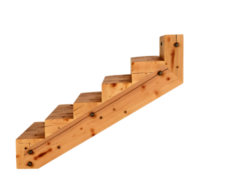 Wooden Staircase with Metal Fasteners