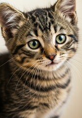 Adorable tabby kitten close-up