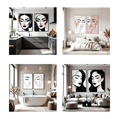 Contemporary Art Face Line Collage

