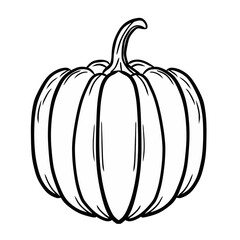 Pumpkin Vector Illustration. Traditional Halloween decorative element. Halloween silhouette black pumpkin sketch, outline pumpkin line art