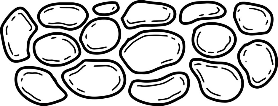 Hand drawn pebbles vector illustration. Natural river rocks outline