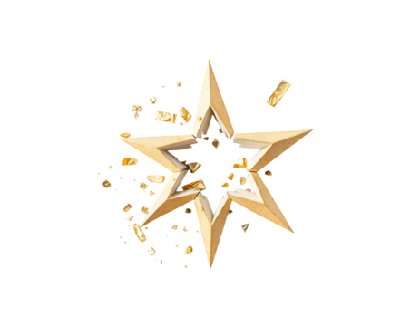 Golden Starburst on Transparent Background 3D Render