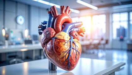 Realistic anatomical heart model with blue veins and red arteries anatomy medical