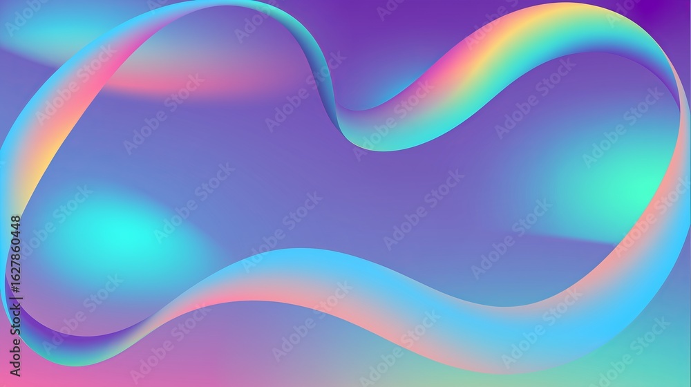 Poster abstract colorful ribbon wave on gradient background with smooth 3d effect for digital art, creative