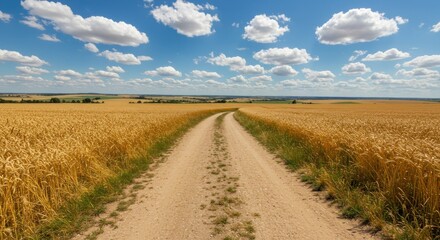 Golden path through wheat field