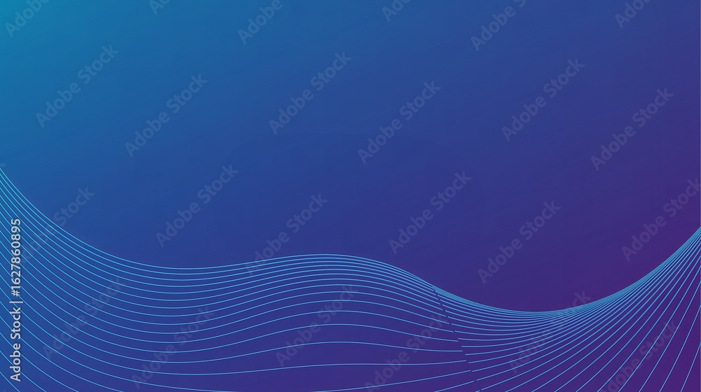 Poster abstract blue and purple gradient background with flowing curved lines for modern technology, digita