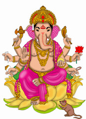 hand drawn digital art of lord ganesh