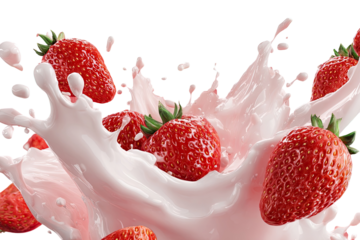 Fresh strawberries in a milk splash (4)