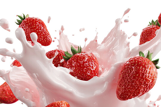 Fresh strawberries in a milk splash (4) - Powered by Adobe