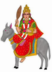 hand drawn digital art of goddess sheetla