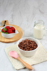 Rice Crispy Chocolate on White Bowl