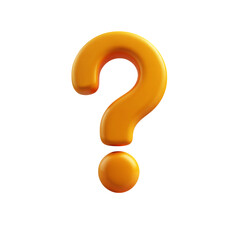 Naklejka premium A glossy orange question mark with a rounded shape isolated against space on transparent background