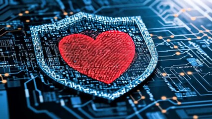 Digital love data protection and encryption with heart shape security shield - Powered by Adobe