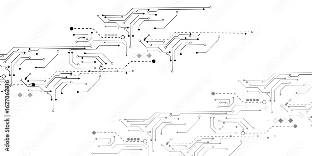 Aufkleber abstract grey circuit line technology pattern on white background, futuristic vector illustration of
