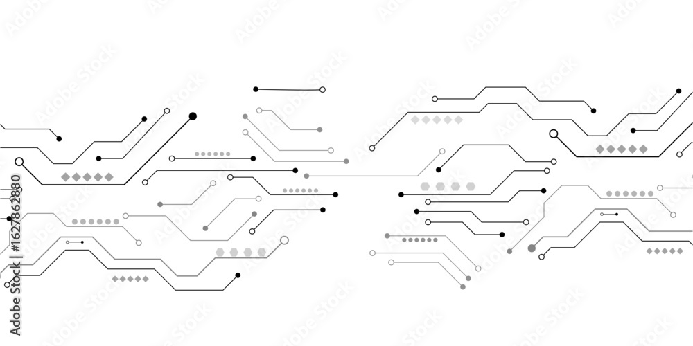 Poster abstract grey circuit line technology pattern on white background, futuristic vector illustration of