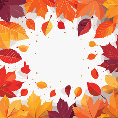 Autumn abstract colorful Background. Fall season and Thanksgiving theme. Editable vector templates with leaves and geometric pattern. Nature elements for poster, banner, cover, card, Sale, advertising
