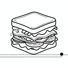 Hand drawn illustration of a stacked sandwich with multiple layers