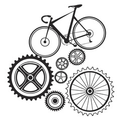 Fototapeta premium Bicycle Components and Gears Vector Illustration bike cogs