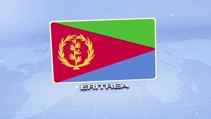 Eritrea National Flag Animated 3D Render with Futuristic Blue Background