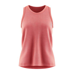 Coral-toned, sleeveless, cropped tank top.  A simple, relaxed-fit, athletic-style top in a light coral color.  The fabric has a slightly textured, soft appearance