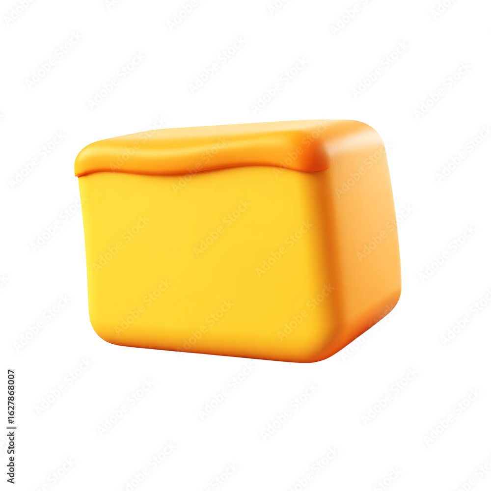 Poster a rendered image of a yellow block with a rounded top edge against space on transparent background