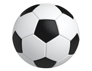 Classic Black and White Soccer Ball Emoji Style, Front View, Isolated on Transparent Background