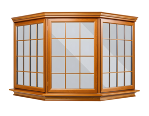 Bay Window with Wooden Frame and Grid Pattern