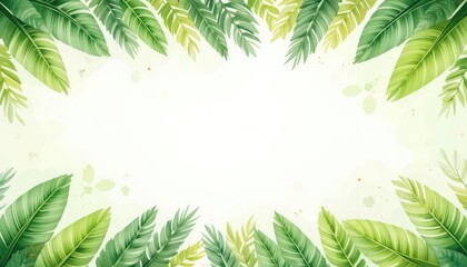 A beautiful border of vibrant green leaves and foliage frames your design with a touch of nature's elegant spring growth