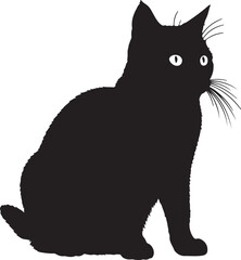  American Shorthair cat full image in silhouette image white backgrpound.