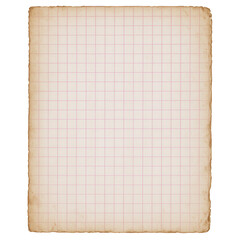 Vintage Grid Paper with Faded Pink Lines and Aged, Torn Edges, Evoking Nostalgia and Classic Design Elements
