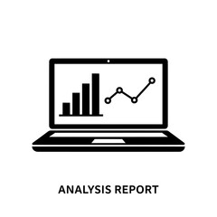 Laptop Screen Displaying Bar Graph and Line Chart: Business Data Analysis Report Icon
