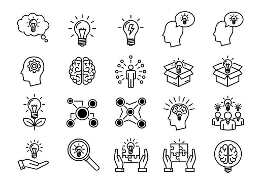 Creative Thinking and Innovation Vector Icons