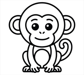 Bold Outline Super Monkey Cartoon for Kids