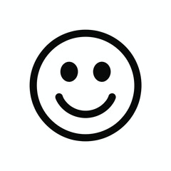 Simple black and white smiley face icon with a happy expression