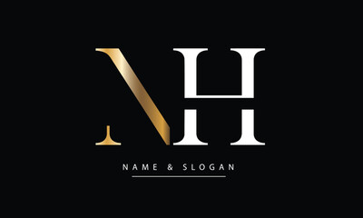 NH, HN, N, H Abstract Letters Logo Monogram