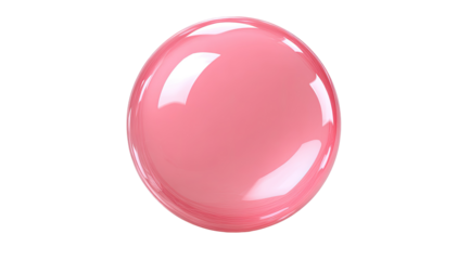 A glossy, round, pink object, seemingly smooth and reflective