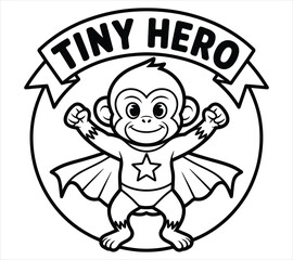Child-Friendly Monkey Superhero – Coloring Sheet Vector