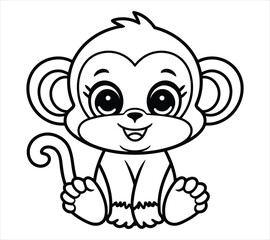 Preschool Coloring Monkey – Vector Clipart