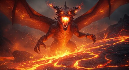 Fiery dragon on lava (1)