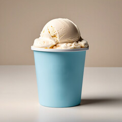 Vanilla Ice Cream in Blue Cup